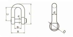 Dee Shackle Chain Square Head Pin Self-colored