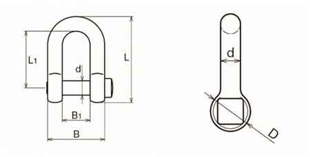 Dee Shackle Chain Shackle Square Head Pin Self-colored