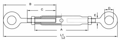 DIN 1478 turnbuckle eye/eye,aka rigging screw or closed body turnbuckle,conform to DIN 1478,made of C1020/C1045,been electric galvanized/HDG,China supplier