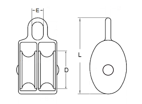 Die Cast Nylon Pulley Double Sheave with Fixed Eye China manufacturer