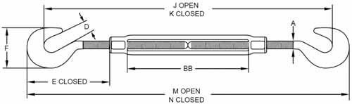 Galvanized Turnbuckle Hook & Hook HG-223 US Fed Spec China manufacturer