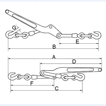 Lever Load Binder with Grab Hooks,Grade 70,US.Fed.Spec.